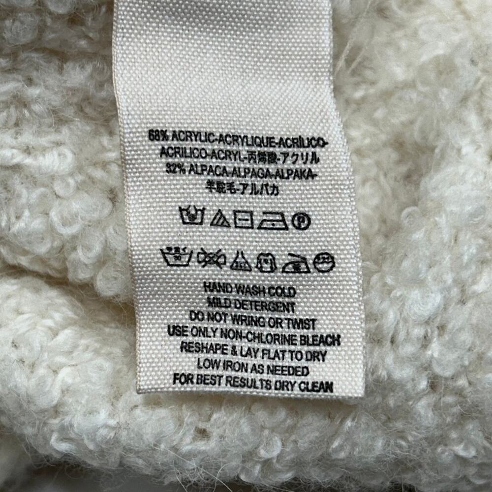 Free People Alpaca Blend Cream Bouclé V-Neck Sweater Women's Large - Picture 5 of 8